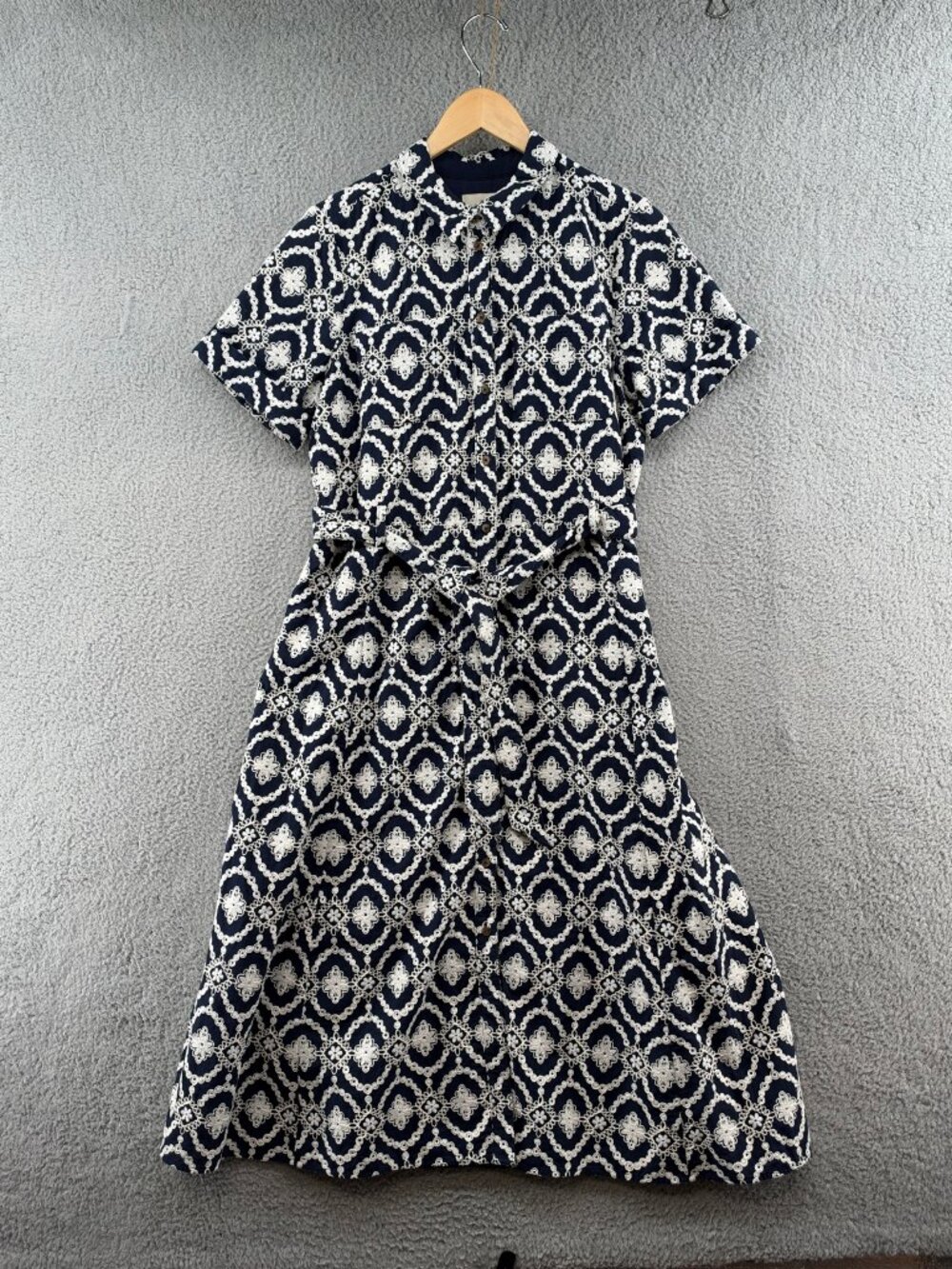 Sezane Adele Dress Marine Ecru Embroidered Shirt Dress 8 NWT - Picture 3 of 13